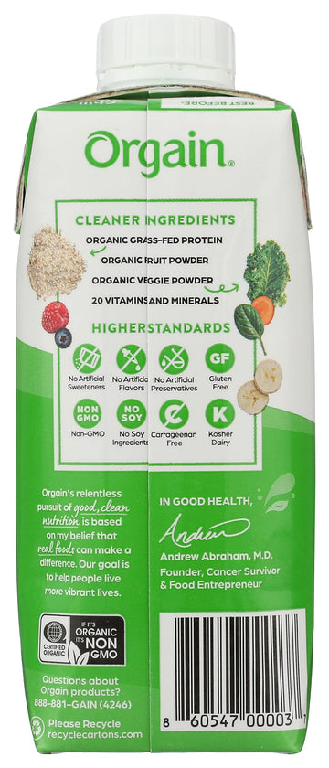 Orgain Organic Creamy Chocolate Fudge Drink, 11 Fl Oz, Pack of 1, Model 860547000037