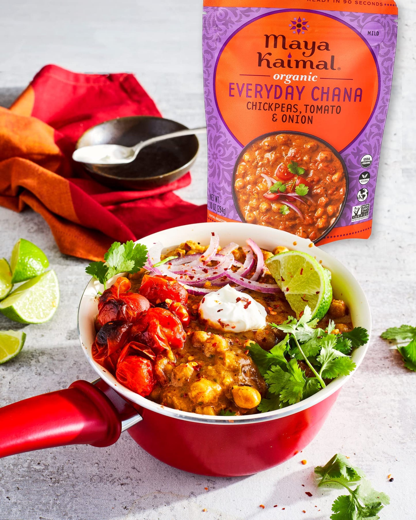 Maya Kaimal Foods - Organic Indian Everyday Chana - 10oz - Fully Cooked with Chickpeas, Tomato & Onion - Vegan - Microwavable -