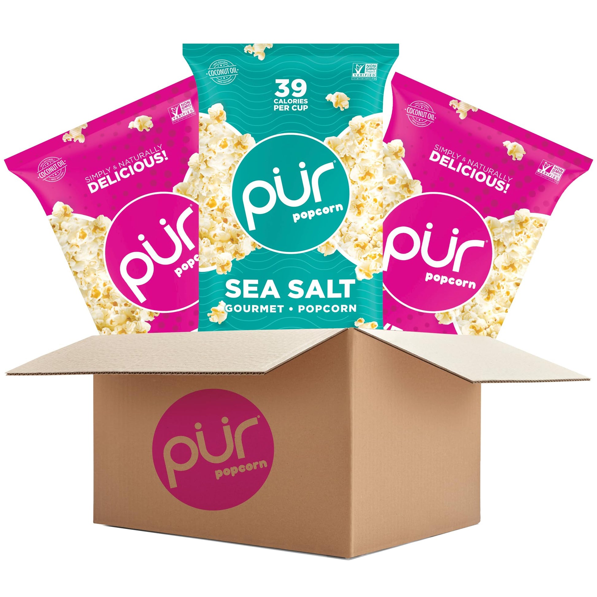 Pur Popcorn | Made With Coconut Oil | 100% Whole Grain Healthy Snacks | Gluten Free | Nut & Peanut Free, Vegan & Non-Gmo | Sweet