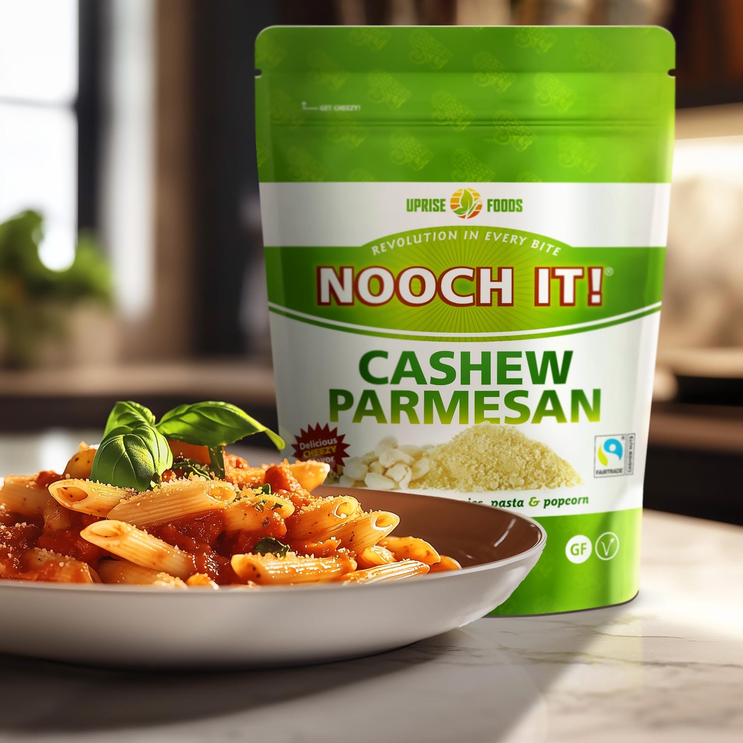 NOOCH IT Vegan Cashew Parmesan Cheese - 12oz | Dairy-Free, Organic, Fair Trade | Grated Plant-Based Cheese Topping & Parmesan Su