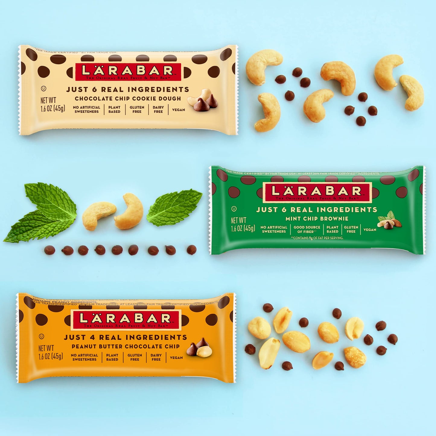 Larabar Chocolate Chip Cookie Dough, Gluten Free Fruit & Nut Bar, 16 Ct