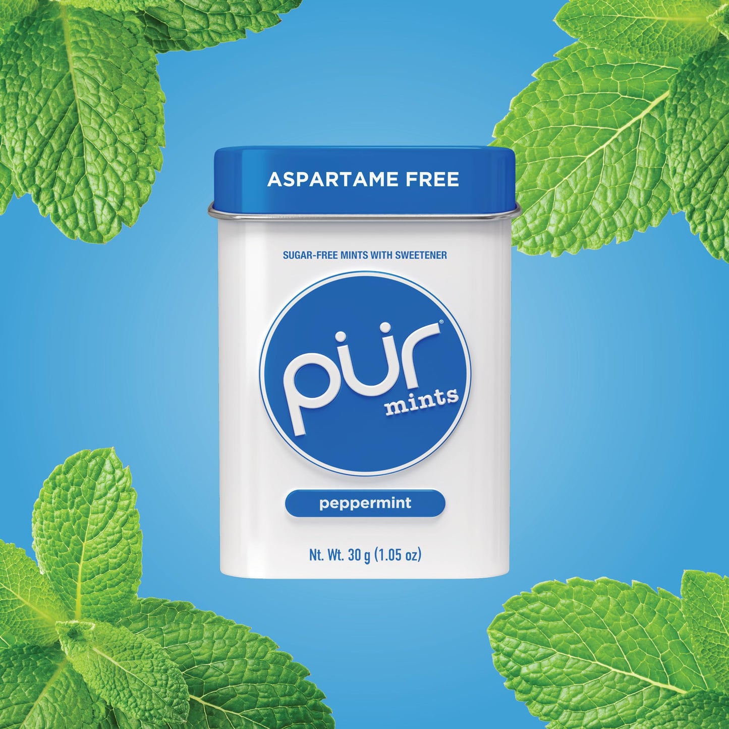 PUR Mints Sugar Free Peppermint Mints, Vegan, Gluten Free, Keto Friendly, 30 Count (Pack of 2)