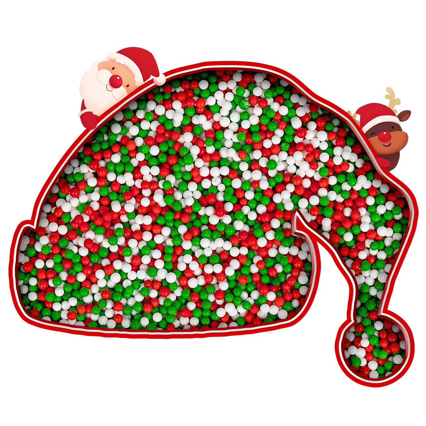 Christmas Nonpareils Sprinkles for Cake Decorating,130g White Red and Green Mini Pearls Mix,Edible Sugar Holiday sprinkle for Cu