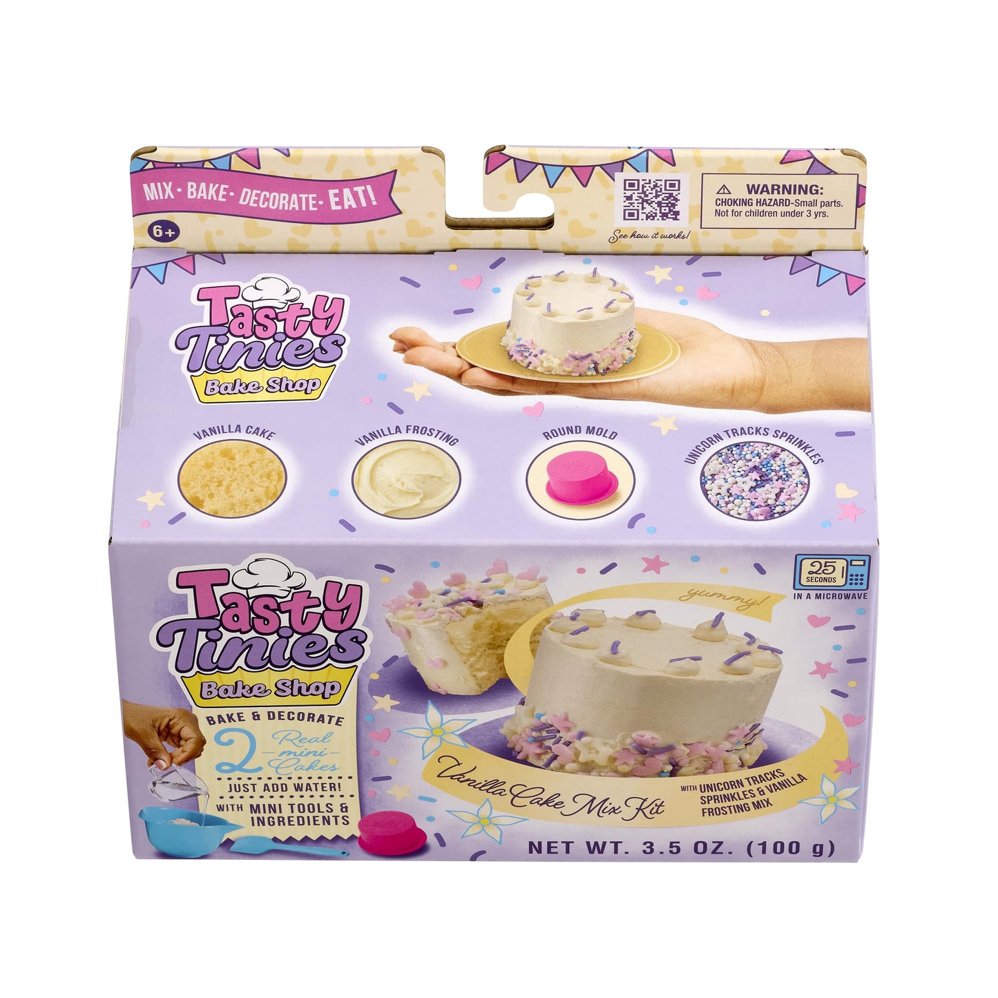 Goliath Tasty Tinies Bake Shop Vanilla Cake Mix Kit with Unicorn Tracks Sprinkles & Vanilla Frosting Mix | Bake & Decorate 2 Rea