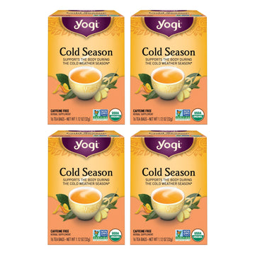 Yogi Tea Cold Season Tea - 16 Tea Bags Per Pack (4 Packs) - Organic Respiratory Tea For Support During Colder Seasons - Includes
