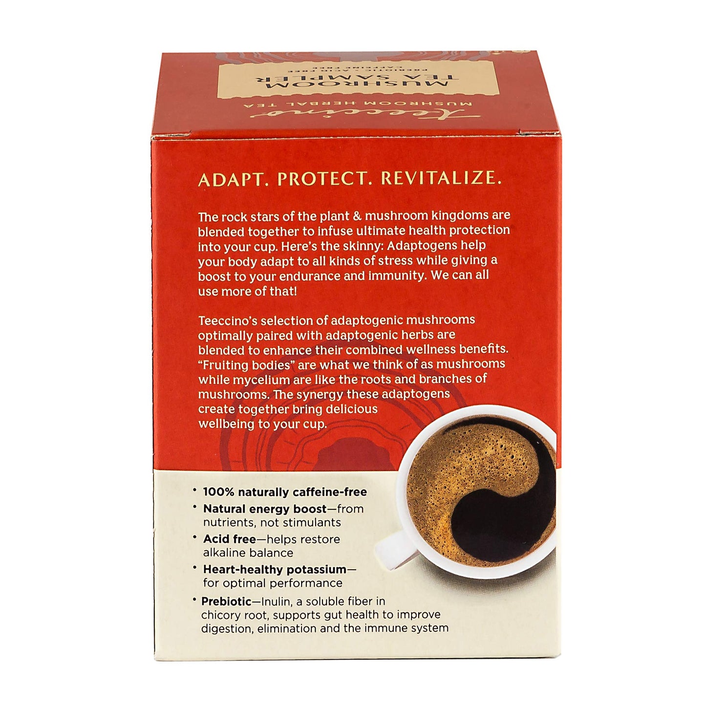 Teeccino Mushroom Herbal Tea Sampler - 12 Tea Bags - Caffeine Free, Acid Free, Prebiotic