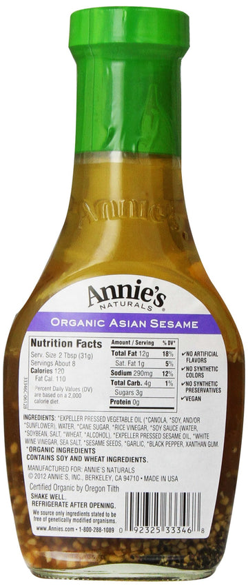 Annie'S Naturals Asian Sesame Dressing - Organic, 8-Ounce (Pack Of 6)