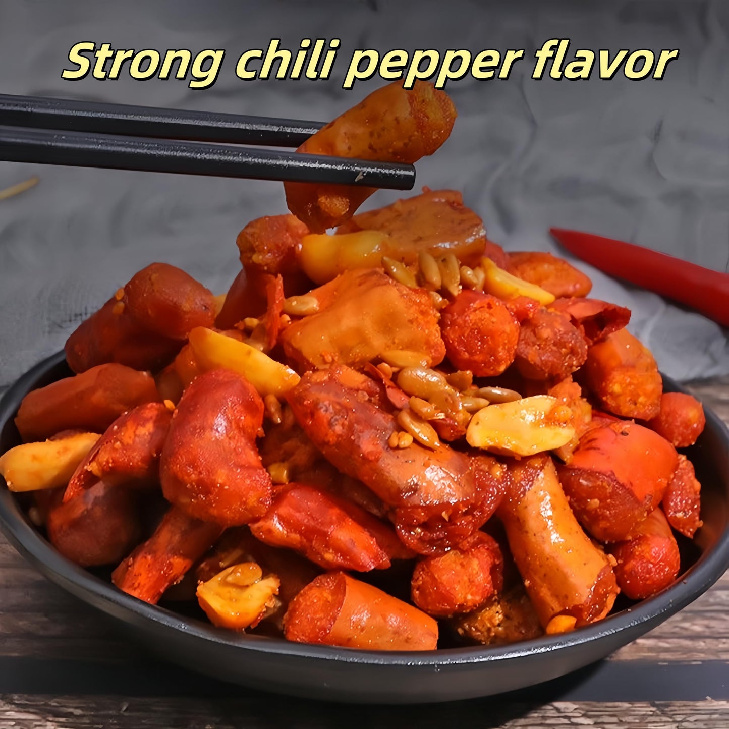 Peanuts Hot Spicy Snacks,Crunchy Magic Chili With Peanut,Pretzels, Sesame Sticks, Toasted Corn & Cashews,8.8 Oz(250G),Chinese Tr