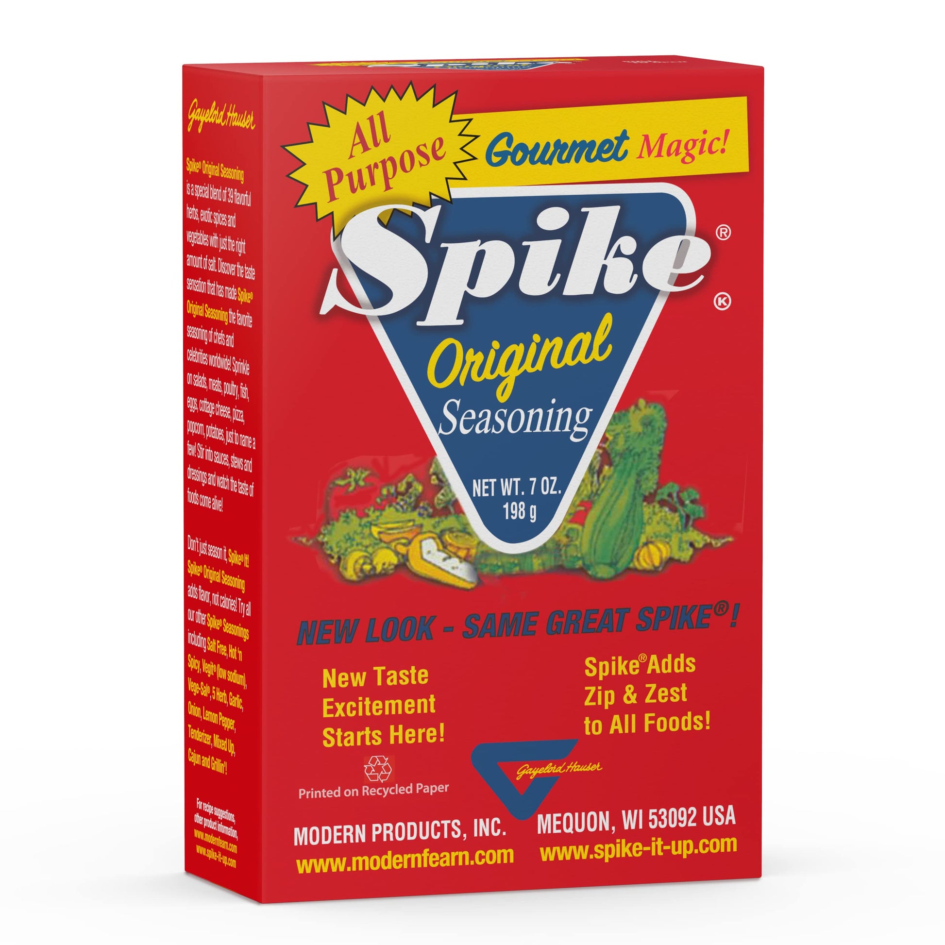 Spike Seasoning, Original Gourmet Magic Seasoning Salt Blend - Seasonings And Spices For Cooking, Popcorn Seasoning, All-Purpose Seasoning For More Flavorful, Healthy Meals, 7 Oz