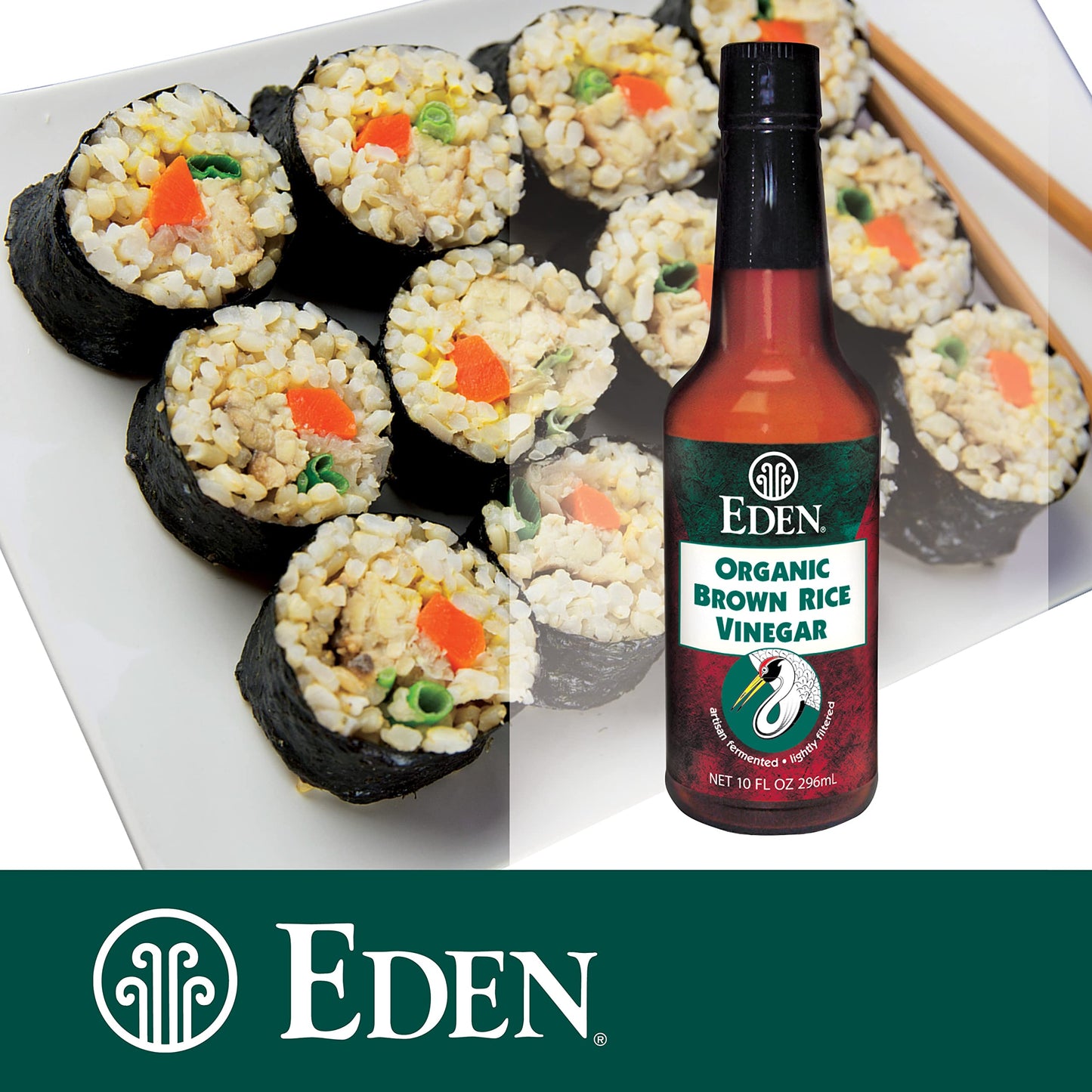 Eden Organic Brown Rice Vinegar, 10 Fl Oz Amber Glass, Imported