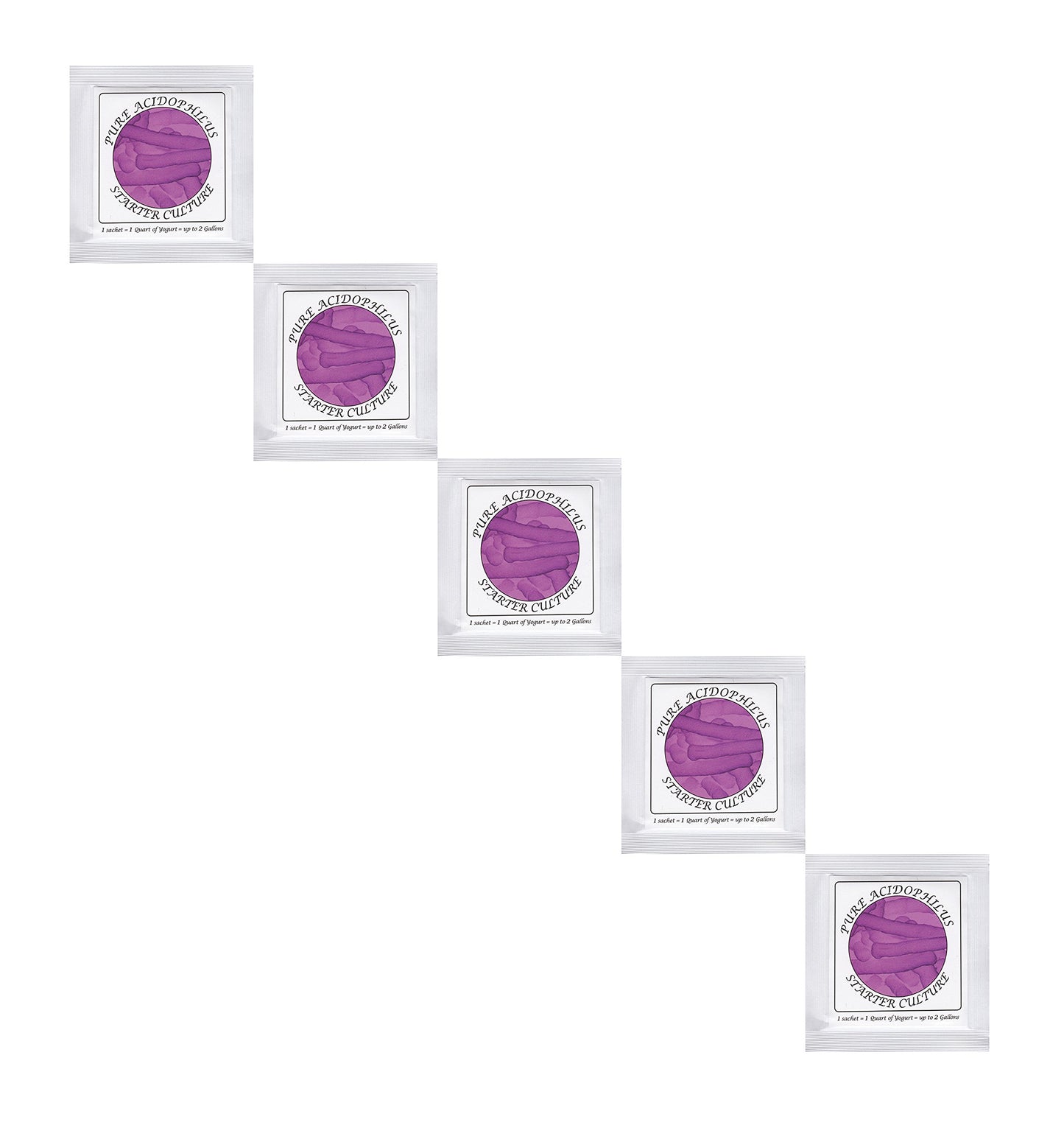 Yogurt Starter Cultures - Pack of 5 Freeze-Dried Culture Sachets for Pure Acidophilus Yogurt (5)