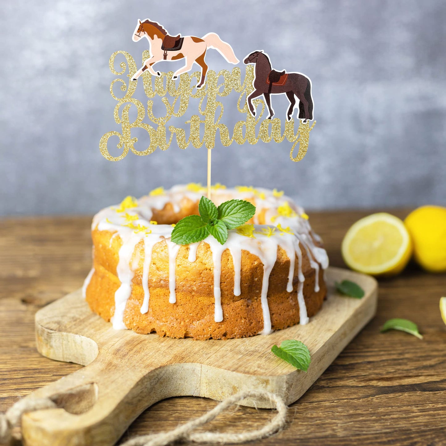 Gyufise 1Pcs Horse Happy Birthday Cake Topper Animal Horse Cake Pick For Equestrian Theme Baby Shower Kids Birthday Party Suppli
