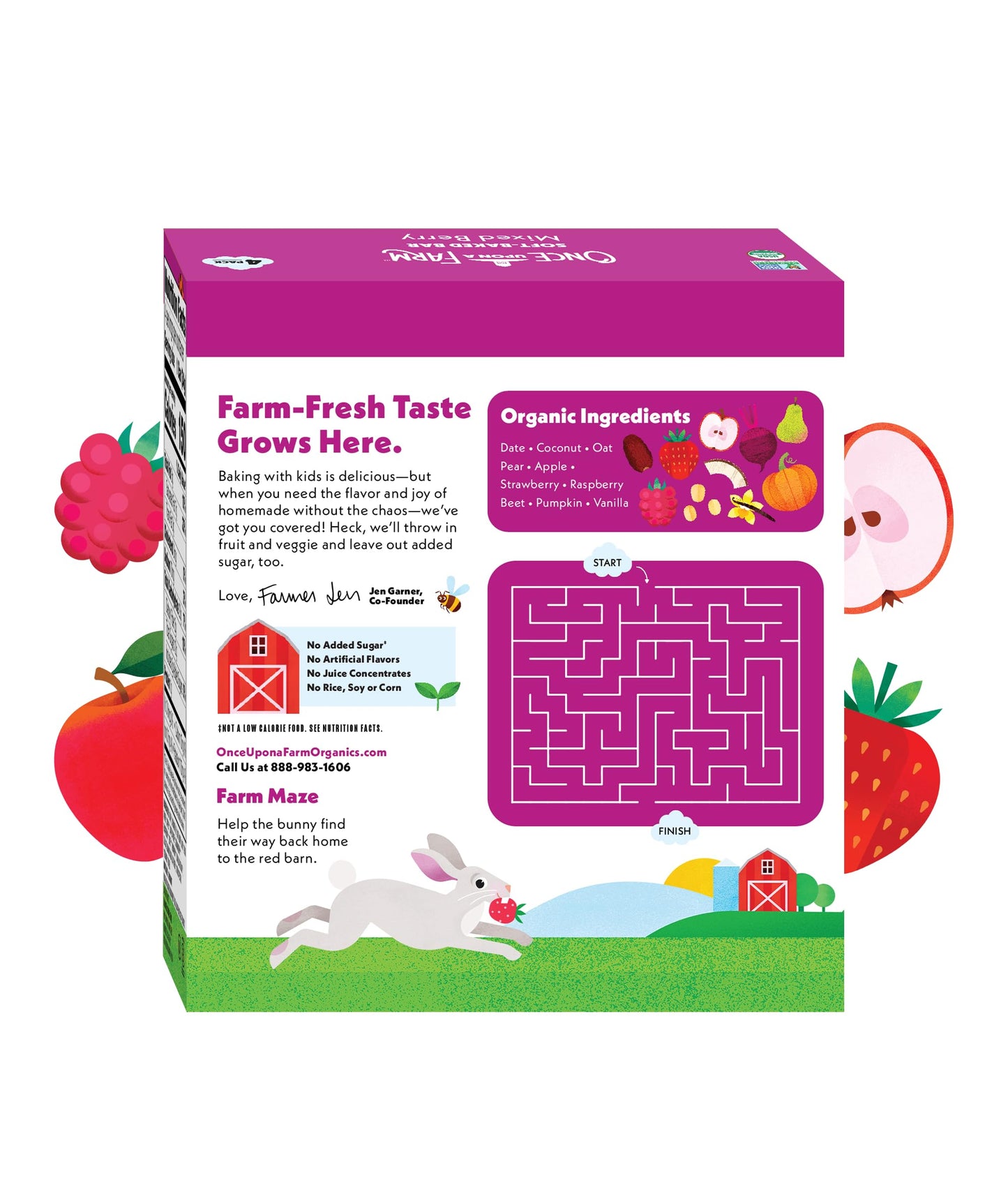 Once Upon a Farm | Organic Mixed Berry Soft Baked Bar | Strawberry, Raspberry, Beet & Oats | Made with Real Fruit & Veggies | No