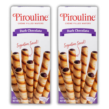 Pirouline Rolled Wafers – Dark Chocolate – Rolled Wafer Sticks, Crème Filled Wafers, Rolled Cookies For Coffee, Tea, Ice Cream, Snacks, Parties, Gifts, And More – 3.25Oz Carton 2Pk