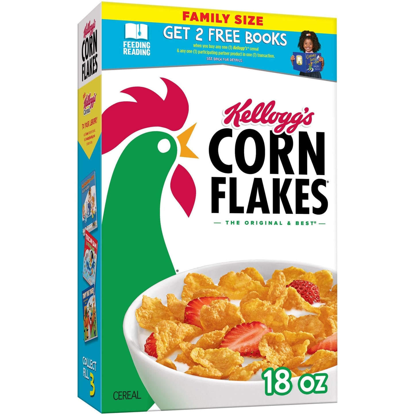 Kelloggs Corn Flakes Breakfast Cereal, Kids Cereal, Family Breakfast, Family Size, Original, 18oz Box (1 Box)