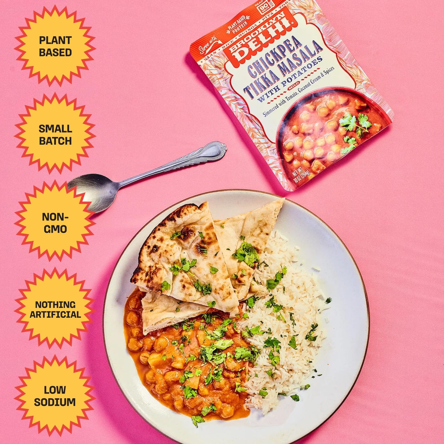Brooklyn Delhi Chickpea Tikka Masala Pouches - Ready To Eat, Microwavable Entree - Vegan, Gluten Free, Non-Gmo - 10Oz, Pack Of 1