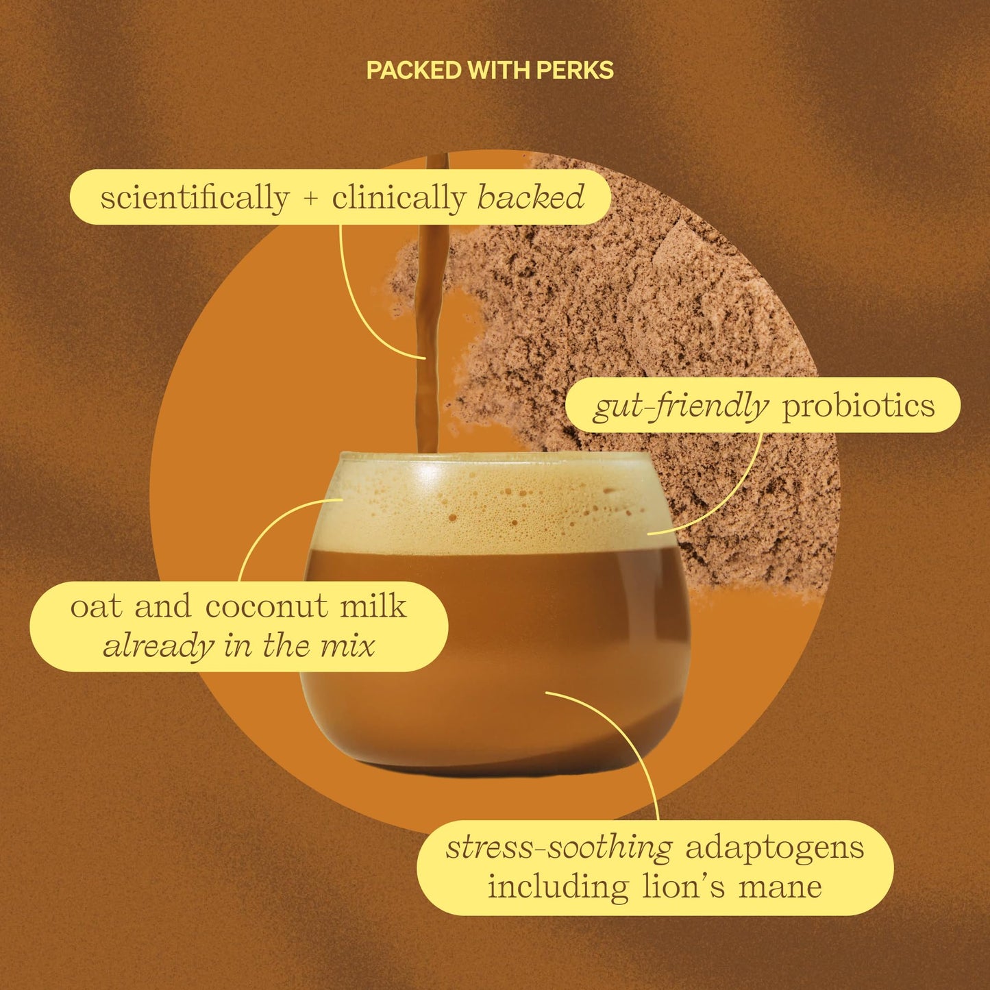 Clevr Mushroom Coffee Latte Instant Powder, Oat Milk, 12 Ounce, Fair Trade, Medium Roast, 14 Servings