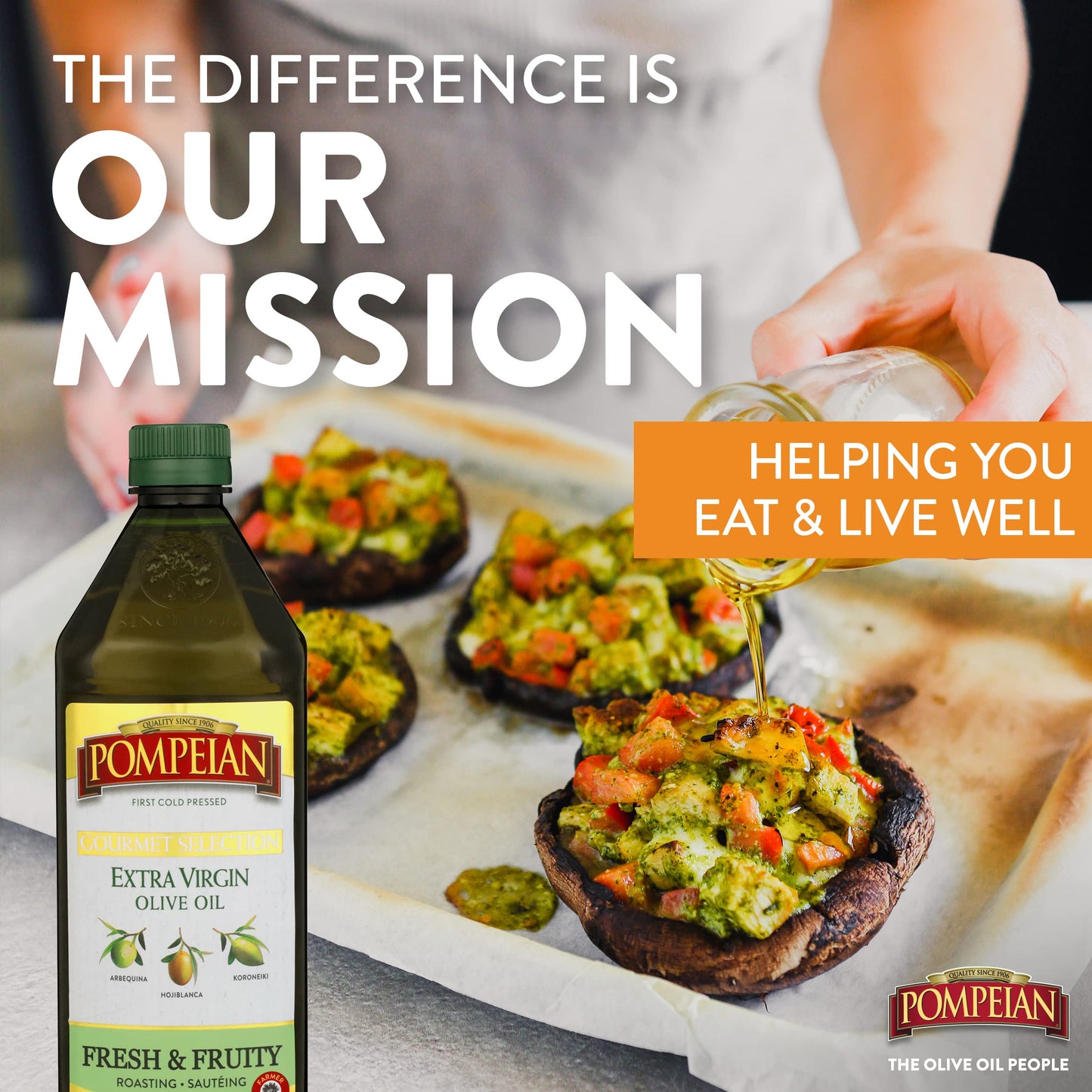 Pompeian Extra Virgin Olive Oil, First Cold Pressed, Fresh & Fruity, 32 FL. OZ, Model JTIE-90