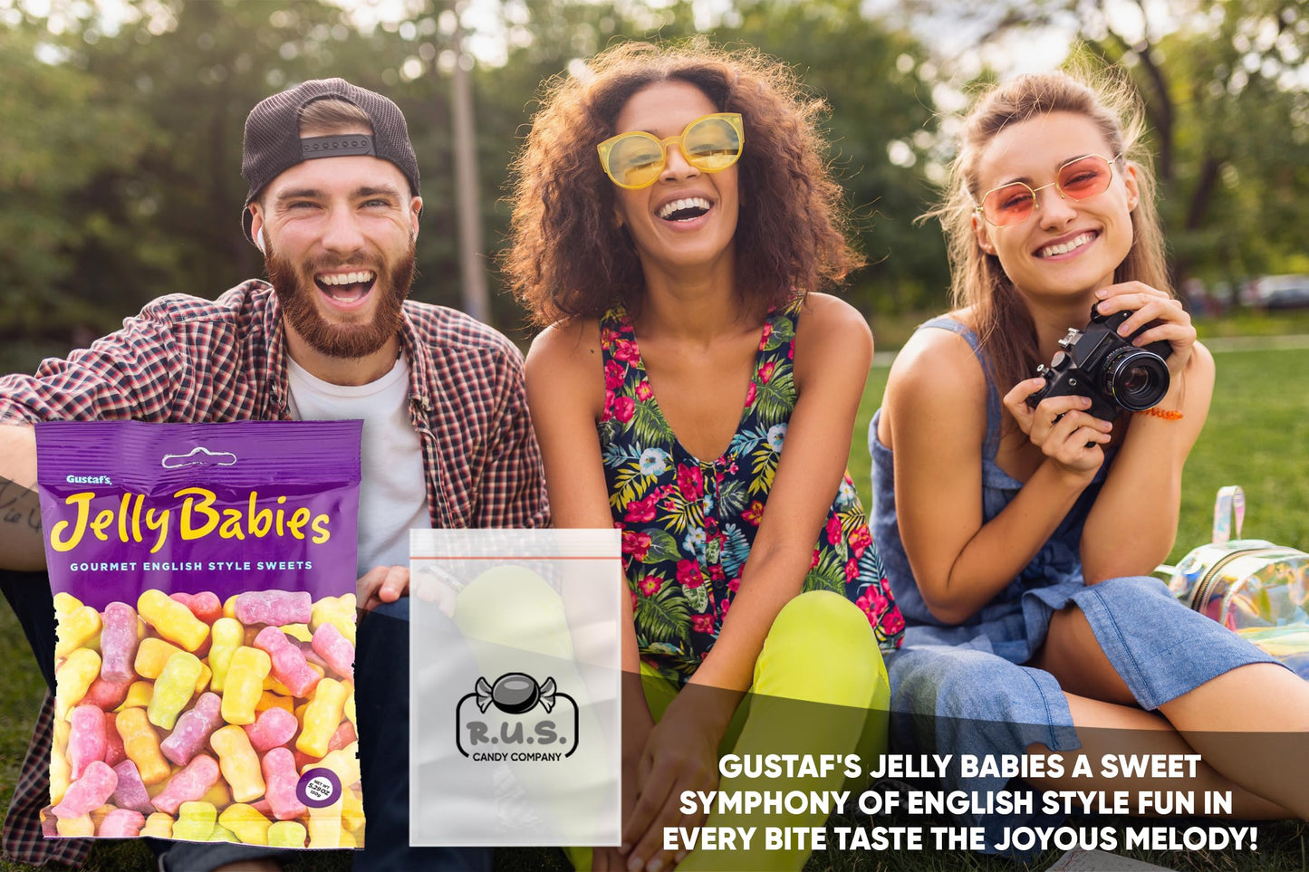 Jelly Babies English Style Sweets, 2 Pack - 5.29 Oz Each | Classic British Candy | Imported Jelly Treats - Comes With Rus Candy