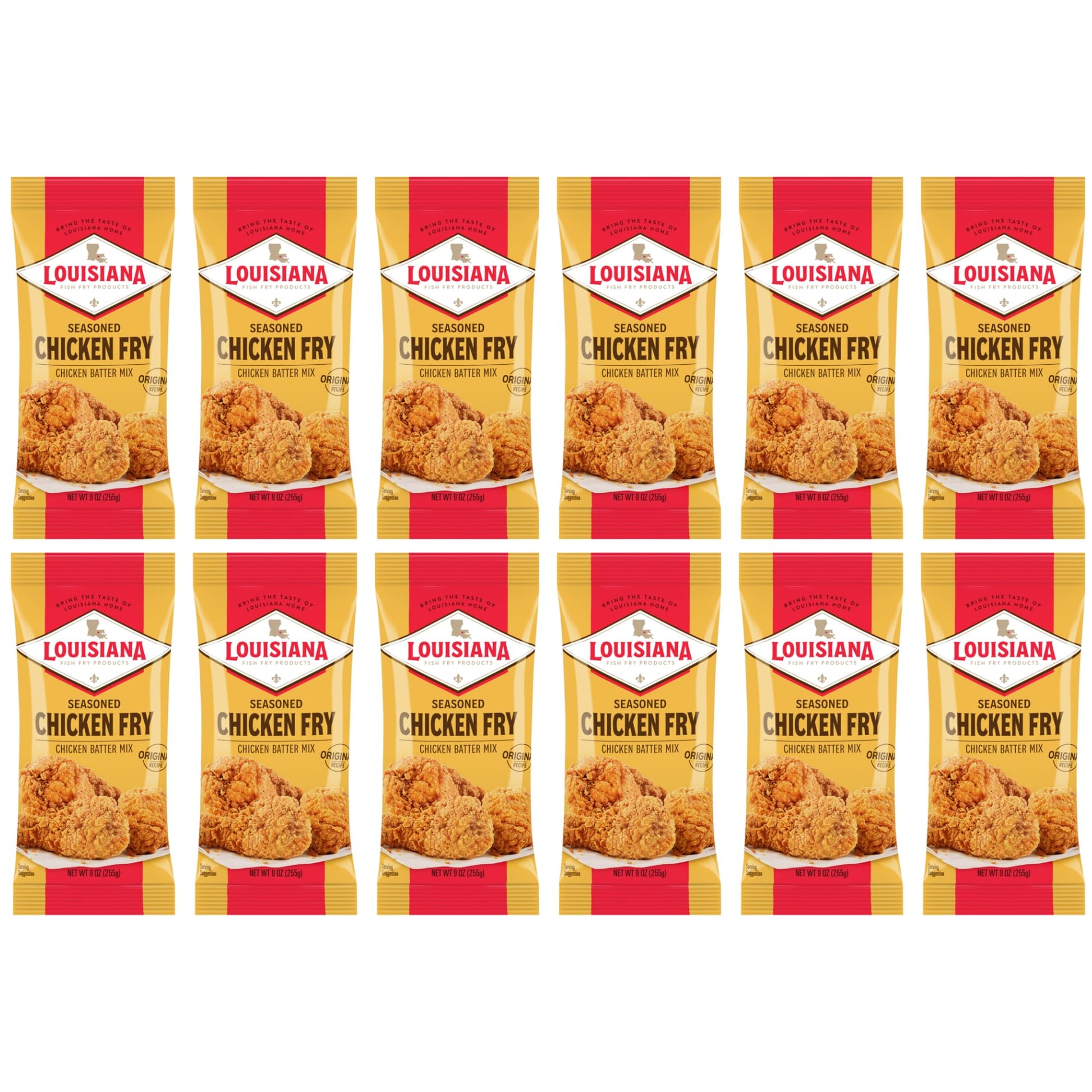 Louisiana Seasoned Chicken Fry Batter 9 Oz (Pack Of 12) - Crispy Southern Coating Mix For Fried Chicken - Delicious And Convenient Coating Filled With Cajun Flavor - Easy To Make Recipe - Just Add Water