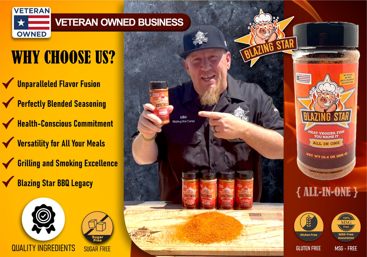 Blazing Star Bbq All In One Seasoning, Shaker Spice Mix 10.4 Oz