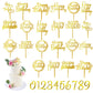 50 Pcs Gold Happy Birthday Cake Topper Acrylic Birthday Cupcake Topper Pick For Birthday Party Cake Desserts Pastries Decoration