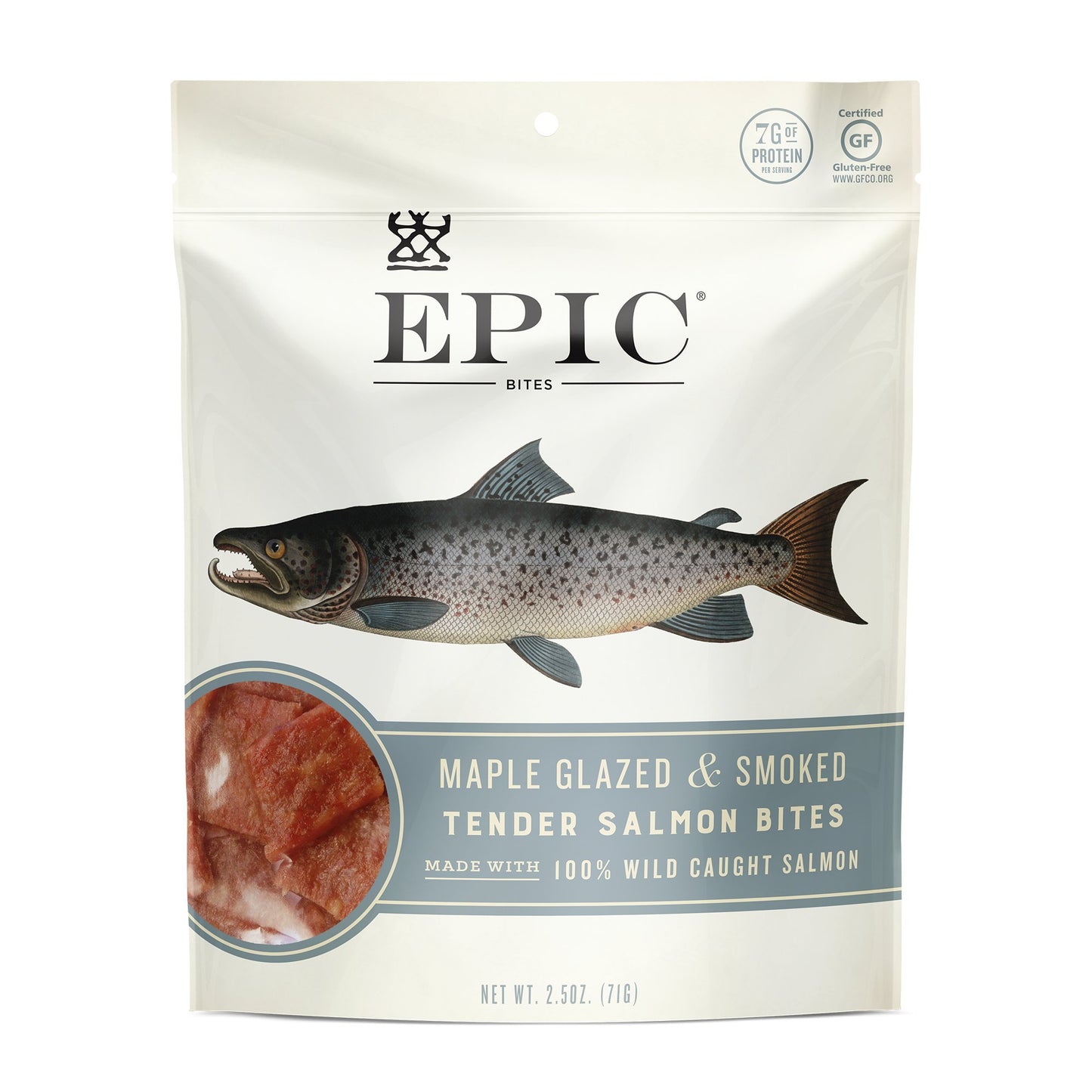 Epic Provisions Jerky Bites, 100% Wild Caught Alaskan Salmon, Maple Glazed & Smoked, 2.5 oz (4 Count)