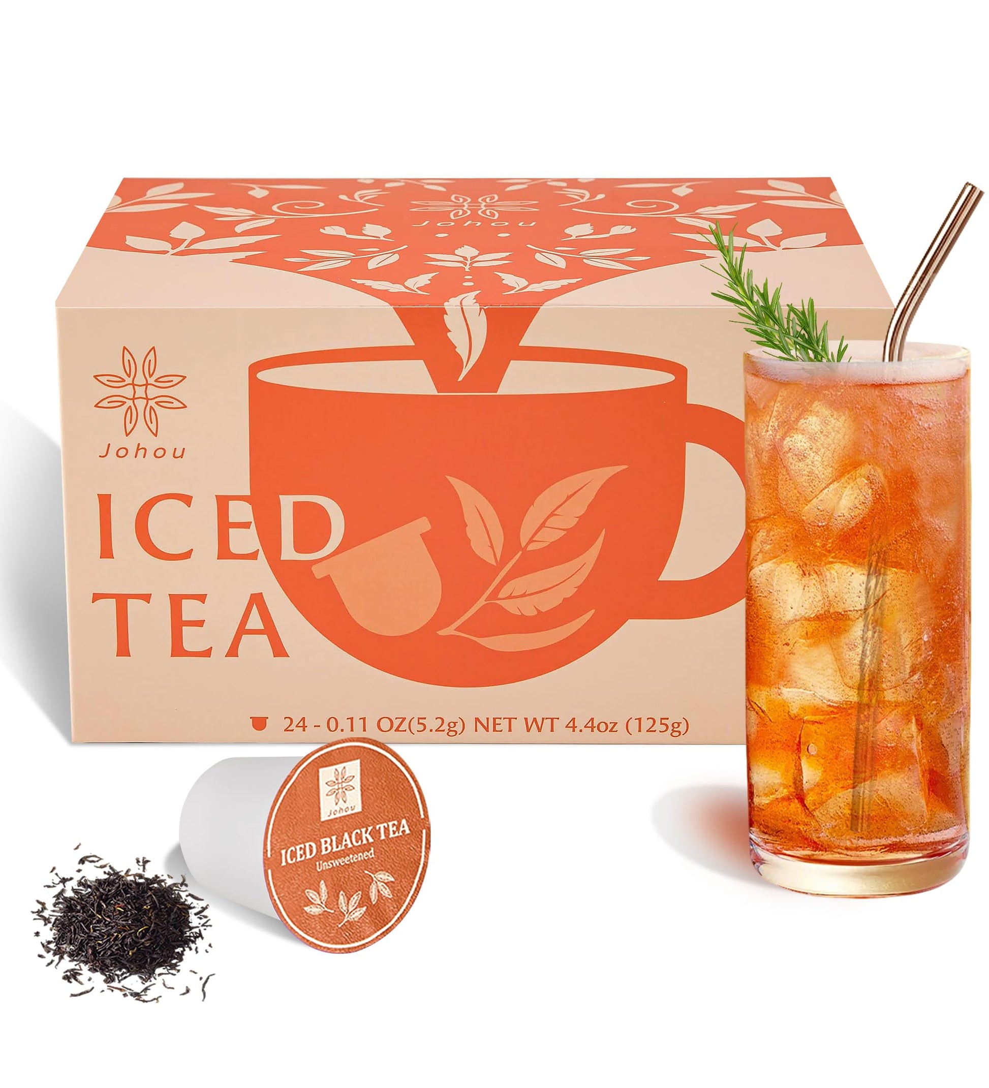 Johou Unsweetened Iced Black Tea Specially Ground Taiwan Tea Full-Flavor Pods  Compatible With All K-Cup Beverage Makers & Keurig 2.0  24 Pods