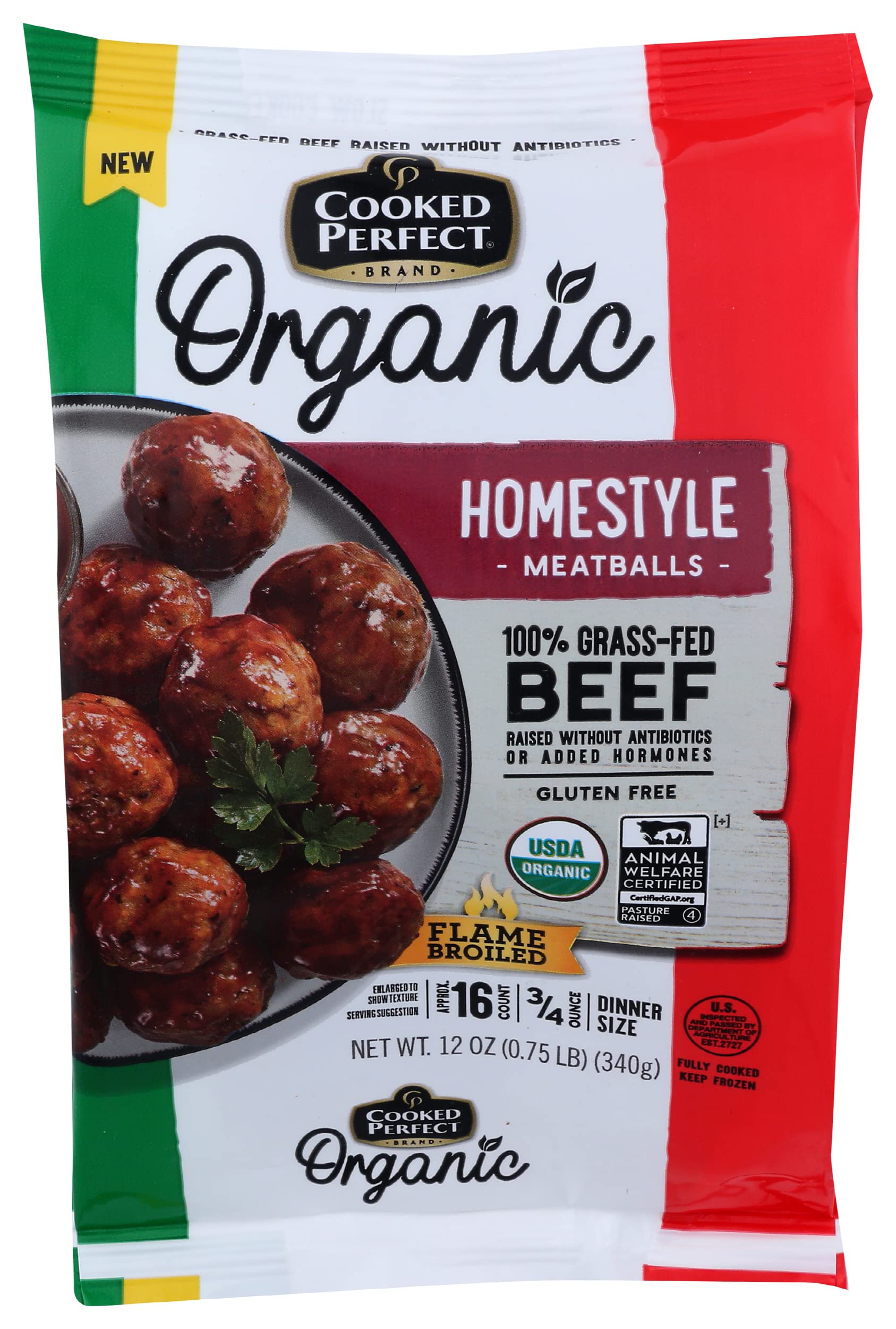 Cooked Perfect Organic Homestyle Beef Meatballs, 12 Oz