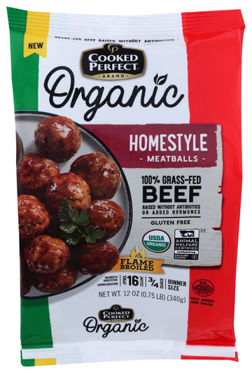 Cooked Perfect Organic Homestyle Beef Meatballs, 12 Oz