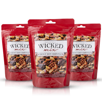 Wicked Mix Spicy Snack Mix - Gourmet Cajun Trail Mix with Mixed Nuts, Smoky Hot Chipotle, 7 Ounce (Pack of 3)