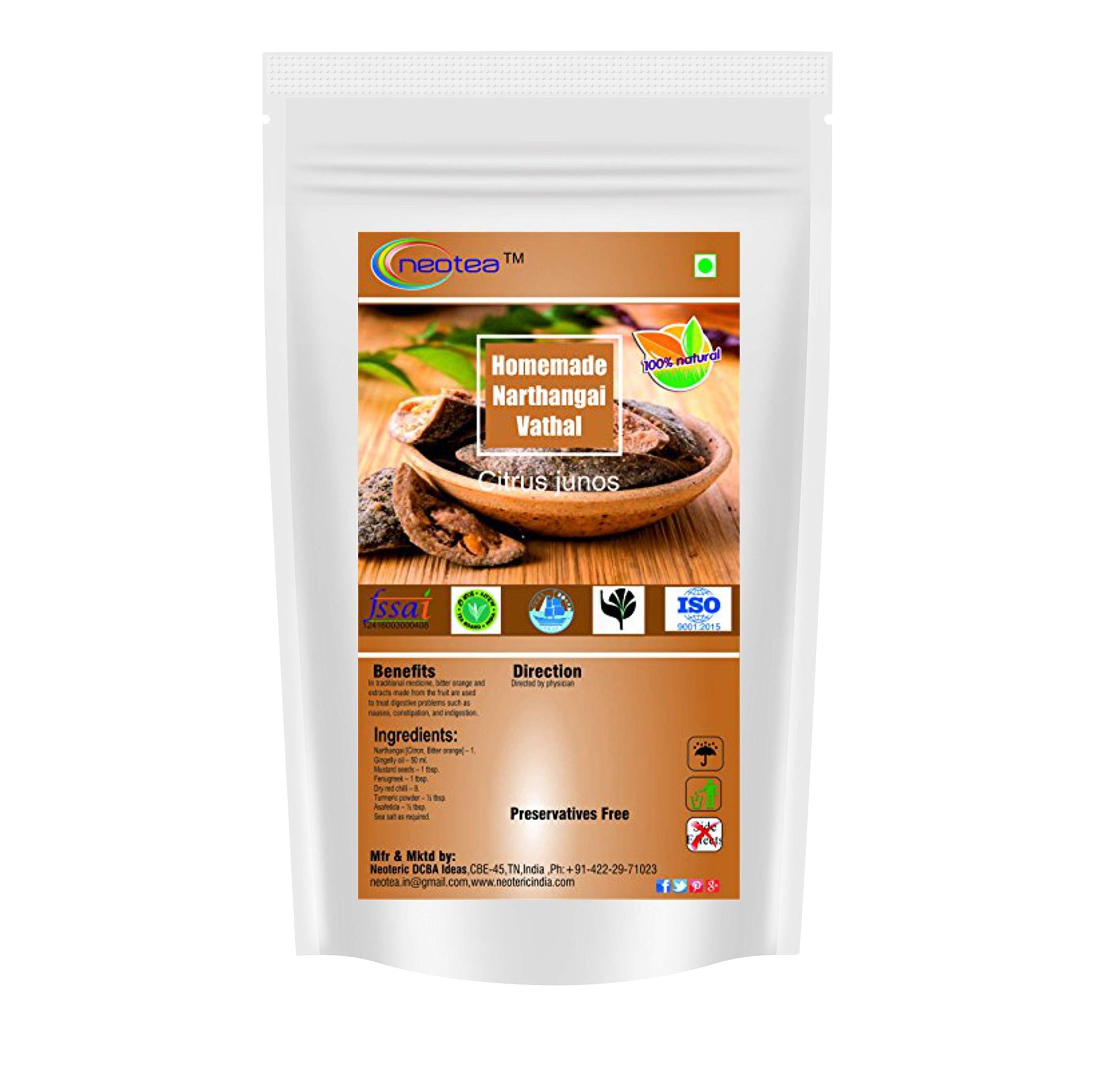 Neotea Homemade Salted Citron vathal | Narthangai | Sun-dried Citron | Bitter Orange | South Indian Traditional Vathal 500 gm (17.63 OZ)