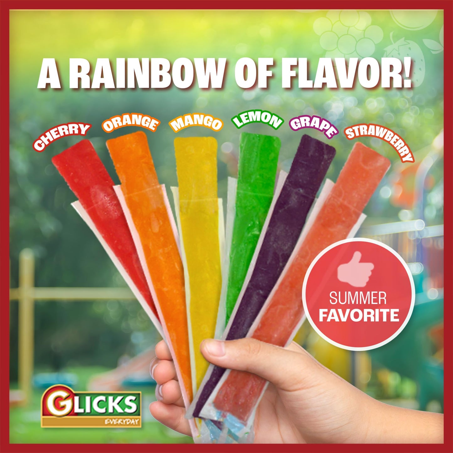 Glicks Freeze Pop Assorted Flavors, Low Calorie Frozen Ice Pops, 96 Count
