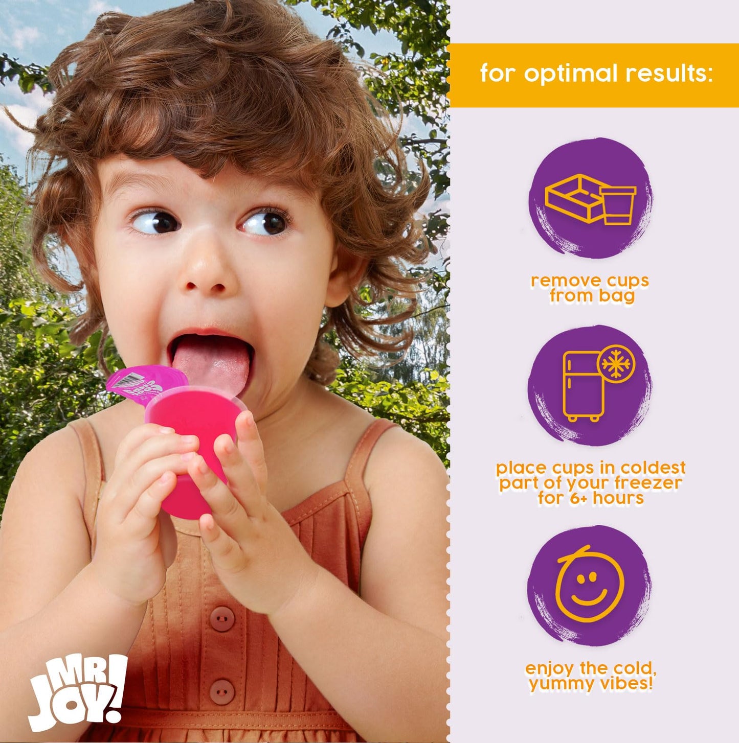 MR JOY! Soft Italian Ices Mini Cool Cups Variety Pack - Assorted Flavors - 40 x 1.34oz Cups - Pantry-safe Dessert