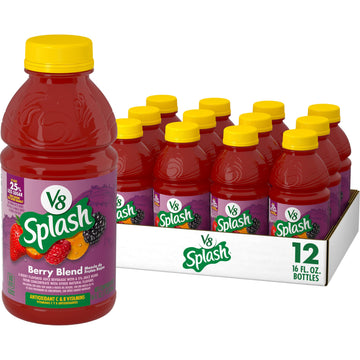 V8 Splash Berry Blend Juice Beverage, 16 Fl Oz Bottle, Pack of 12