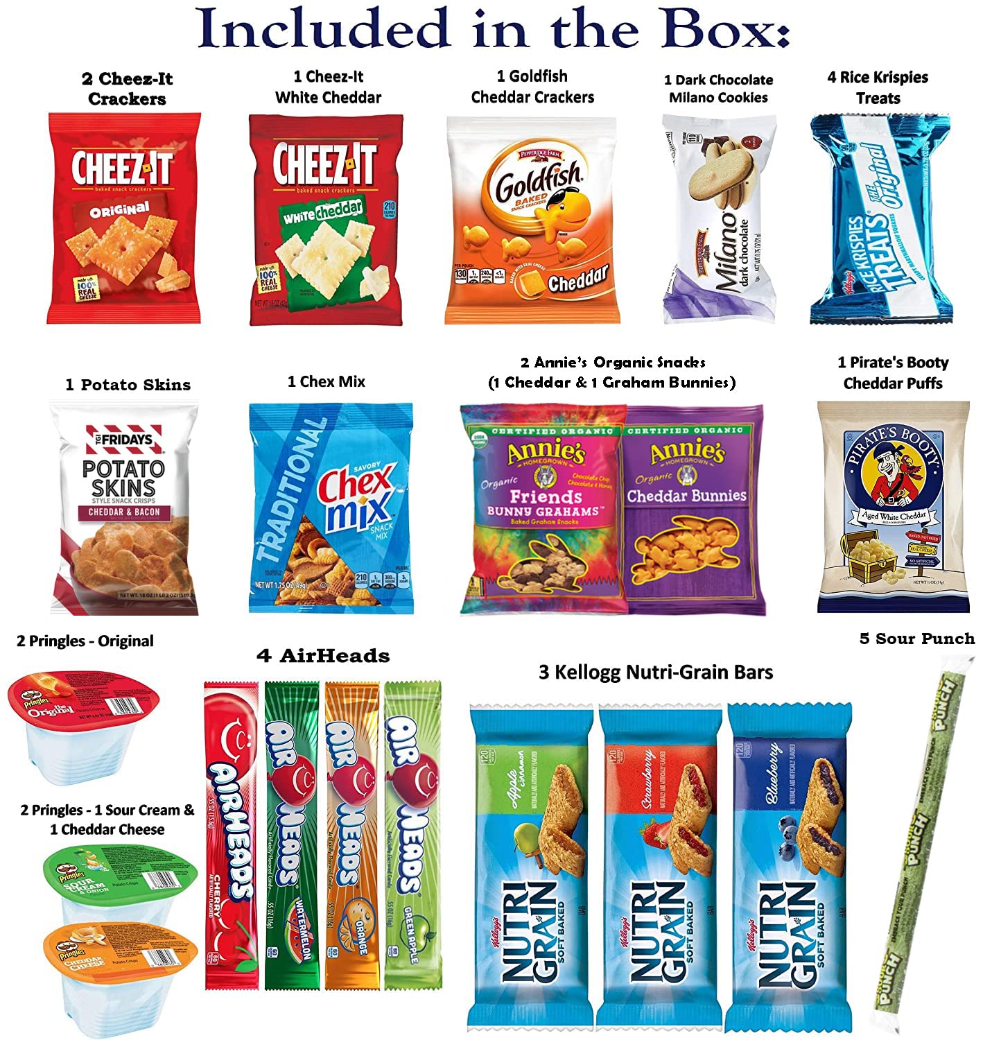 Foxy Fane 60 Count Ultimate Holiday Gift Snack Box - Care Package With Assortment Of Chips, Cookies, Candy, Crackers & Other Sna