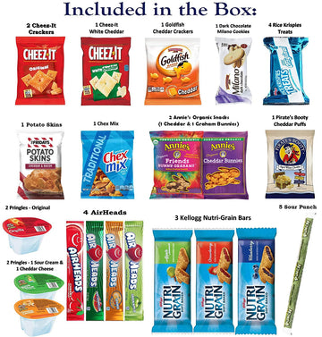 Foxy Fane 60 Count Ultimate Holiday Gift Snack Box - Care Package With Assortment Of Chips, Cookies, Candy, Crackers & Other Sna