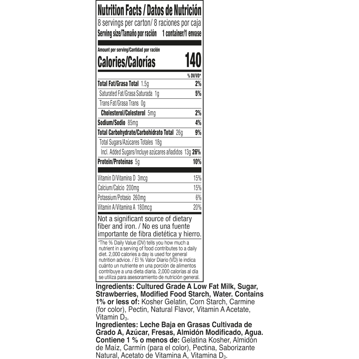 Yoplait Original Low Fat Strawberry Yogurt, Made with Real Fruit, 8 Yogurt Cups, 48 oz