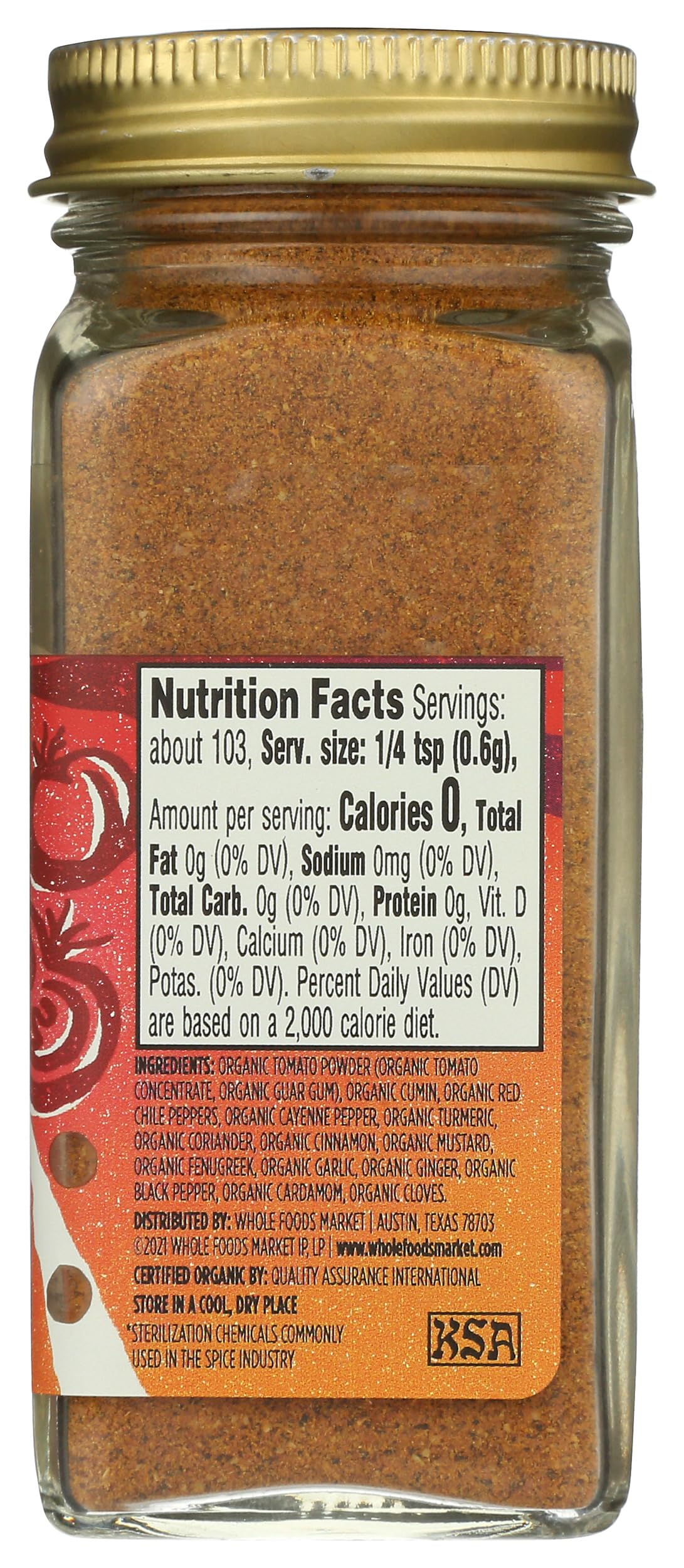 Whole Foods Market, Organic Vindaloo Curry Seasoning, 2.19 Oz