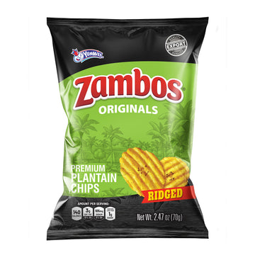 Zambos Plantain Chips Original, Crunchy Ridged Cut Premium Plantain Chips, 8 Pack 2.47 Ounce