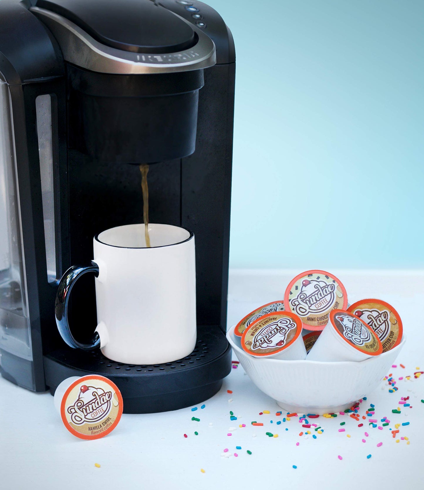 Sundae Ice Cream Flavored Coffee Pods, Compatible With 2.0 Keurig K-Cup Brewer, (Vanilla Swirl) 48 Count