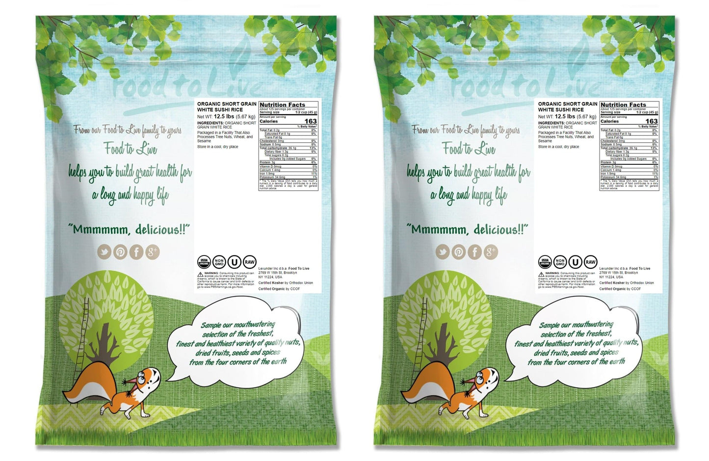 Food To Live Organic Short Grain White Sushi Rice, 25 Pounds - Non-Gmo Japanese Style Perfectly Sticky Rice, Vegan, Bulk. Easy T