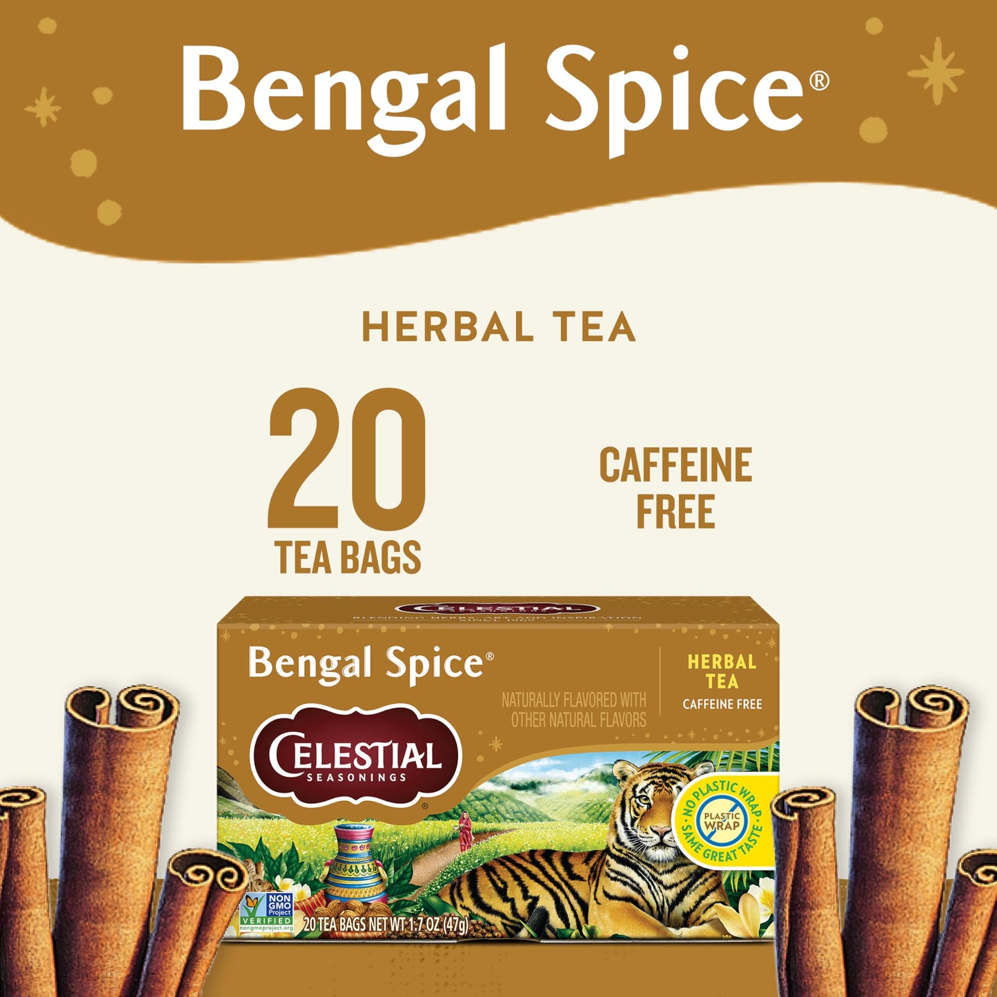 Celestial Seasonings Bengal Spice Herbal Tea, 20 Tea Bags, 20 Count (Pack of 1)
