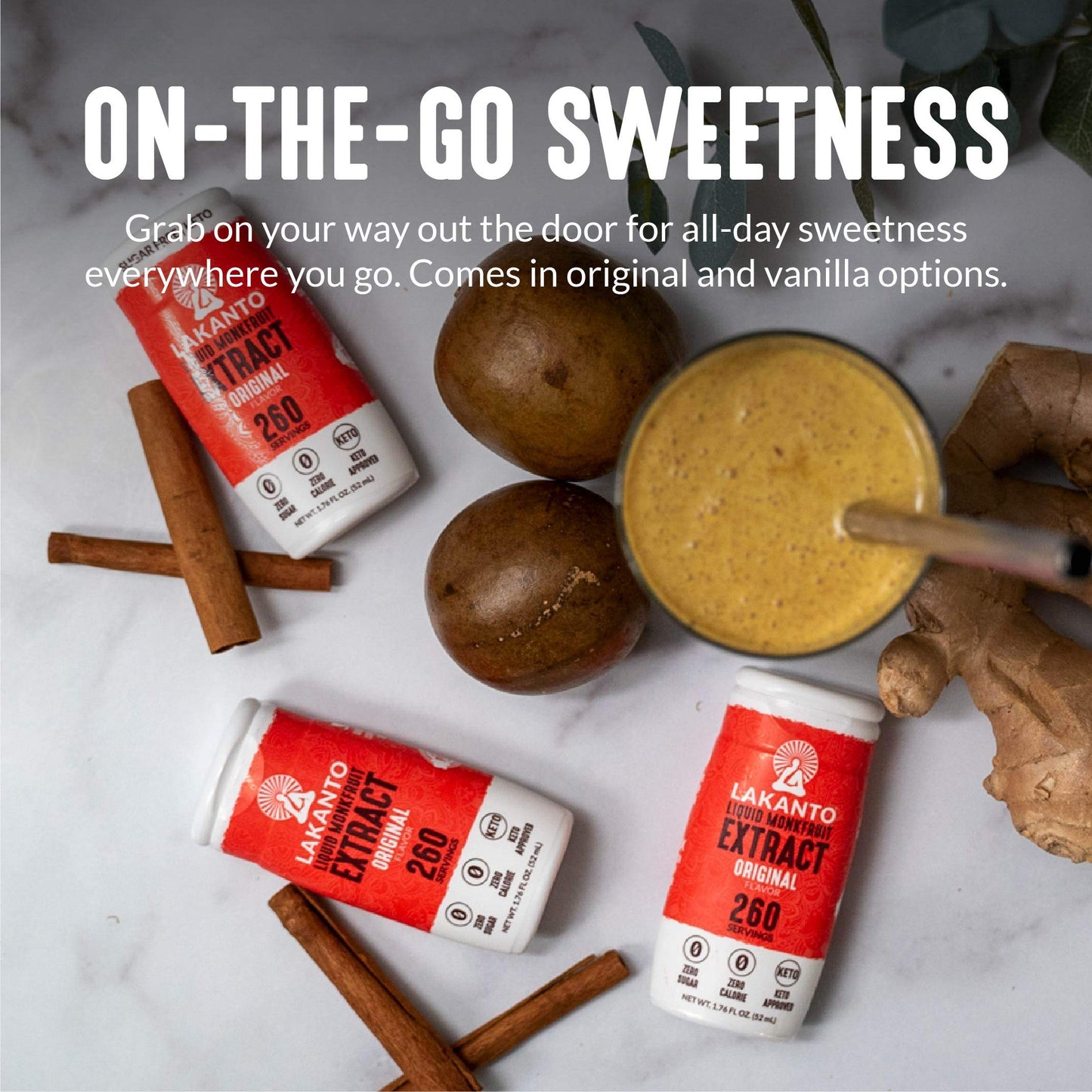 Lakanto Liquid Monkfruit Extract Drops - Zero Calorie, Zero Sugar, Keto Drink Sweetener, Sugar Substitute, On The Go, Tea, Coffe