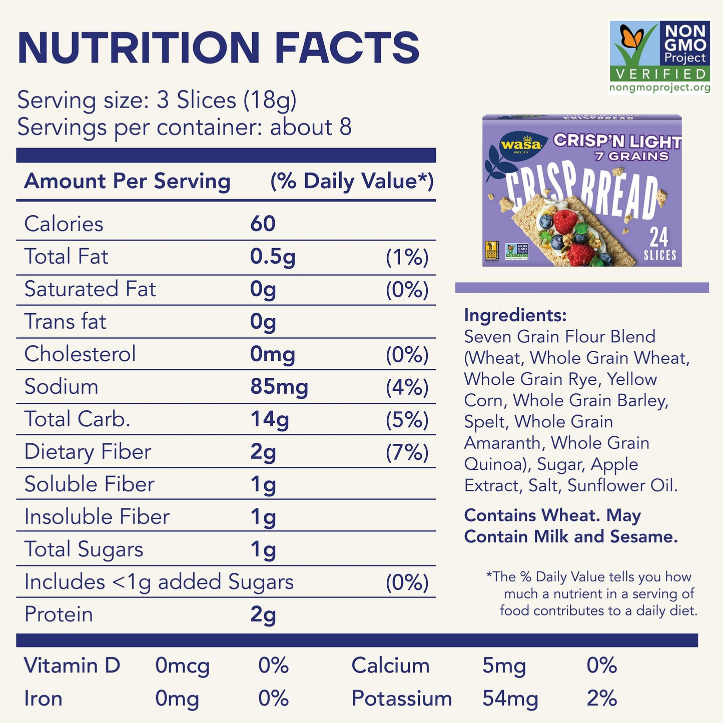 Wasa Crispn Light 7 Grains Crispbread, 4.9 Oz (Pack Of 10), Crackers, Non-Gmo Ingredients, 7 Grain Blend, 20 Calories Per Slice