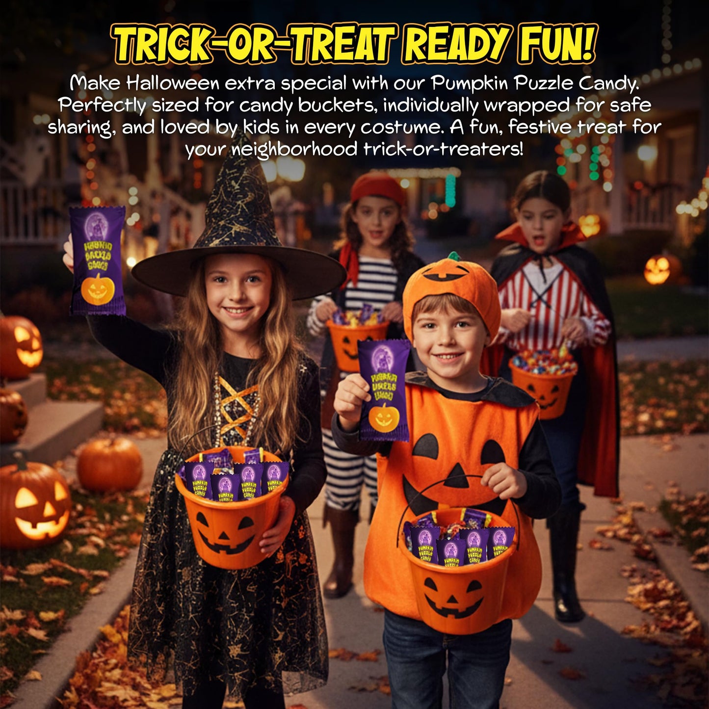 Halloween Pumpkin Puzzle Candy - 12 Pack Individually Wrapped Large 35g - Unique Halloween Themed Candy - Great for Trick or Tre