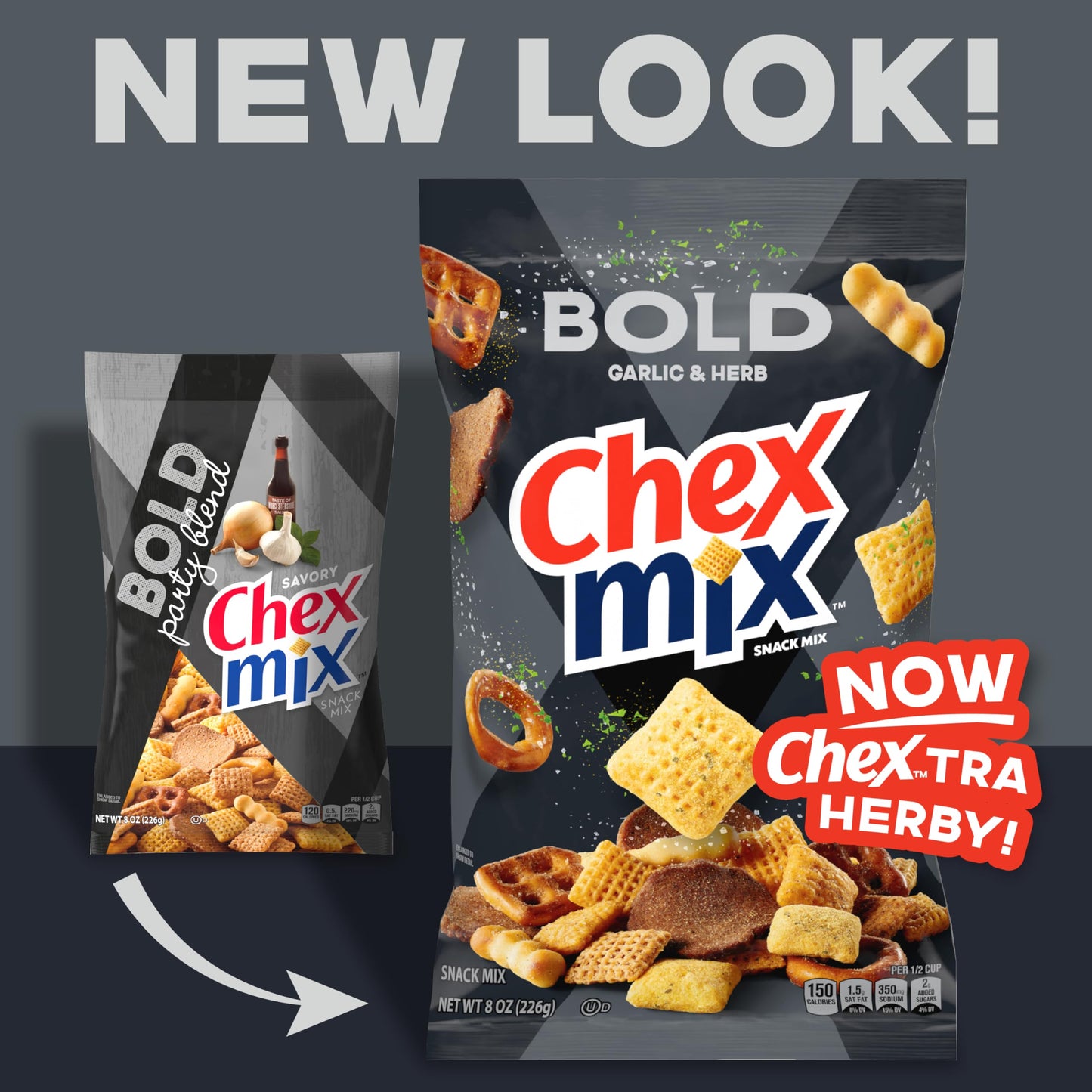 Chex Mix Bold Garlic and Herb Snack Mix, Snacks, 8 oz