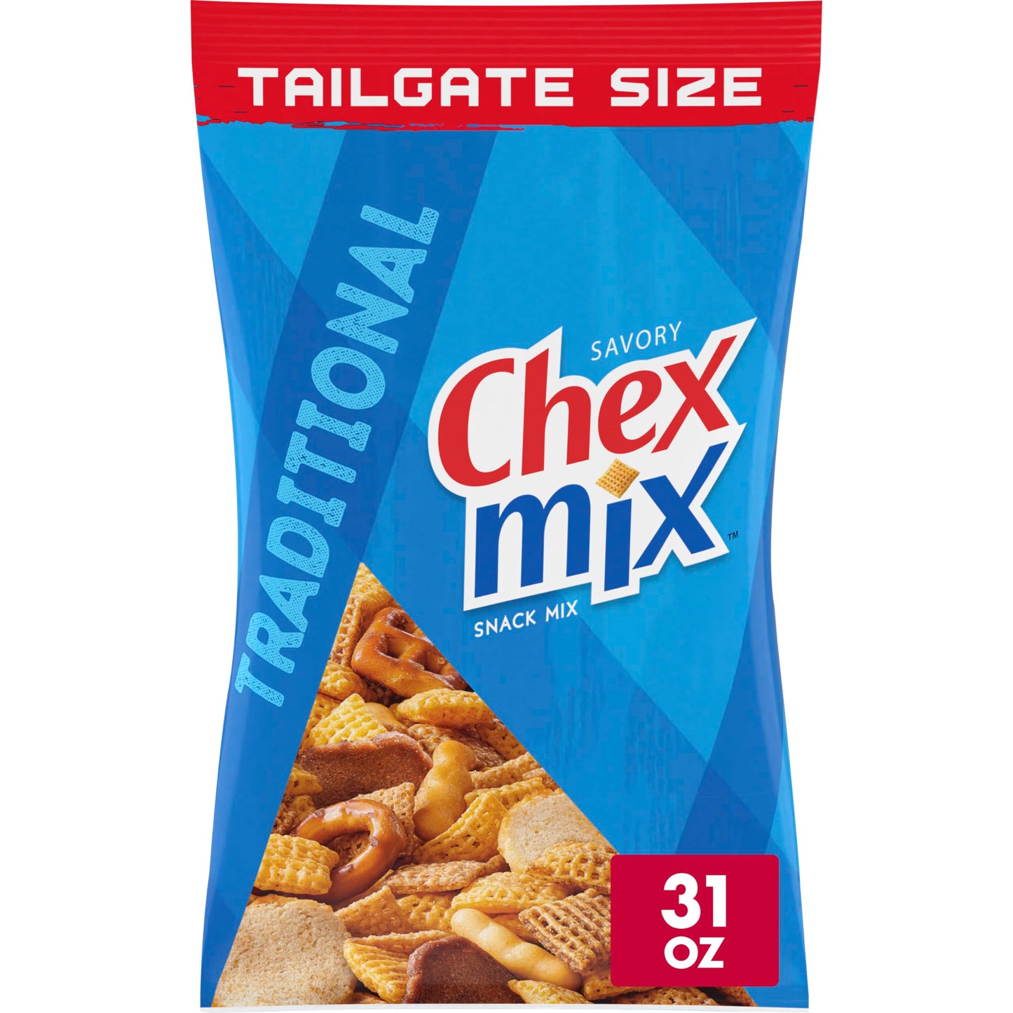 Chex Mix Traditional Original Recipe Snack Mix, Snacks, Tailgate Size, 31 oz