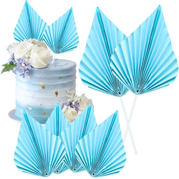 Gyufise 6pcs Paper Palm Fan Cake Toppers - Palm Leaf Fan & Spear Leaf Cupcake Toppers - Cake Insert Decoration for DIY Craft Pro