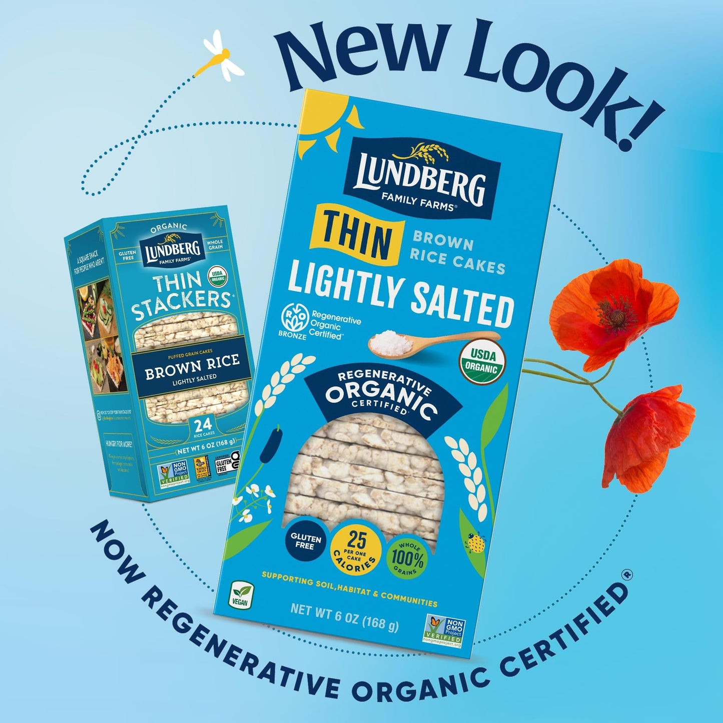 Lundberg Organic Thin Stackers Brown Rice Lightly Salted 6 Oz (Pack Of 1) Thin Rice Cakes Gluten-Free Vegan Healthy Snacks